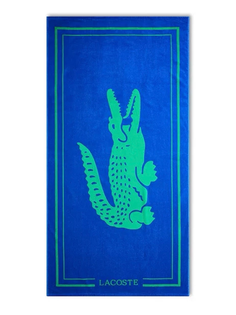 NWT Lacoste Crocodile Beach Towel Blue Green Cotton - 36" x 72"
